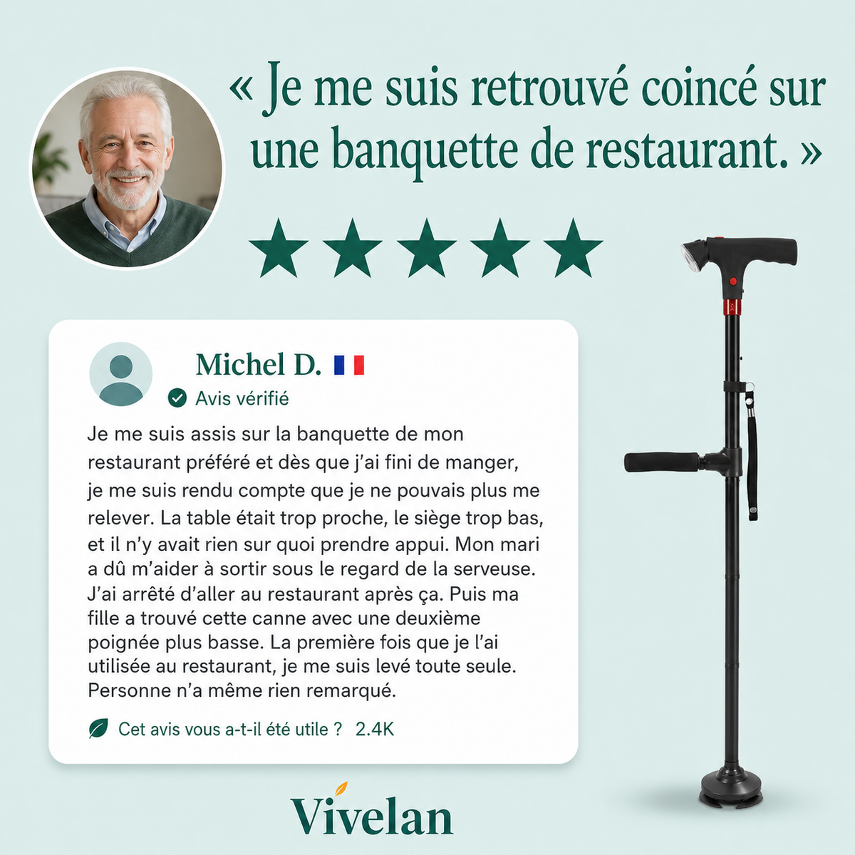 La canne d'appui Vivelan